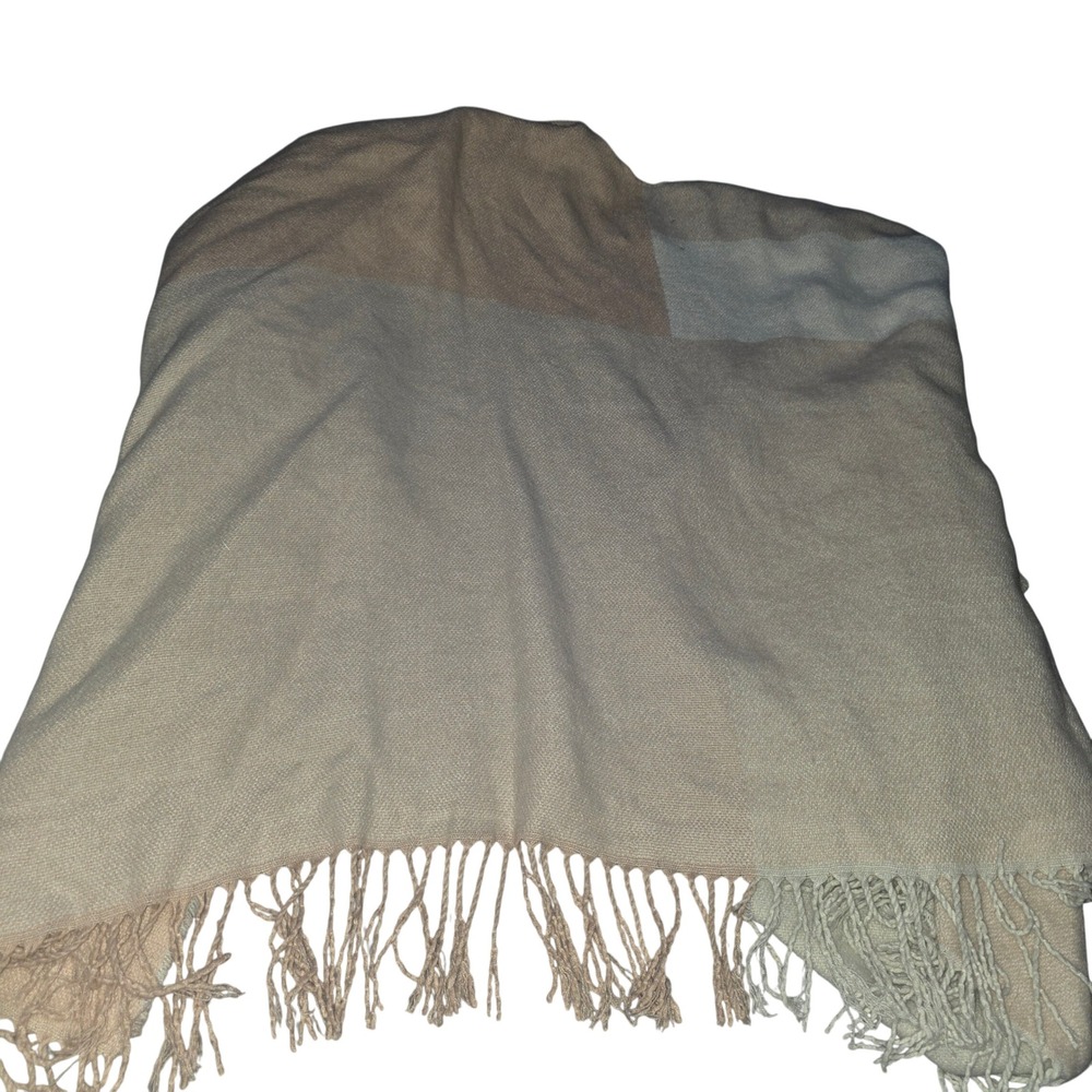 SOIA & KYO Color Block Poncho Wrap Scarf Shawl Neutral Dusty Pink One Size - Picture 4 of 11